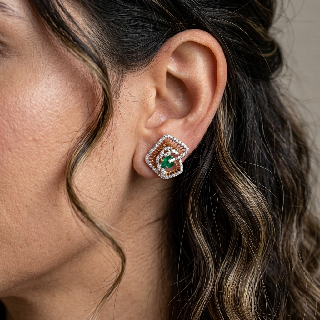 Rose Gold Stone Earrings