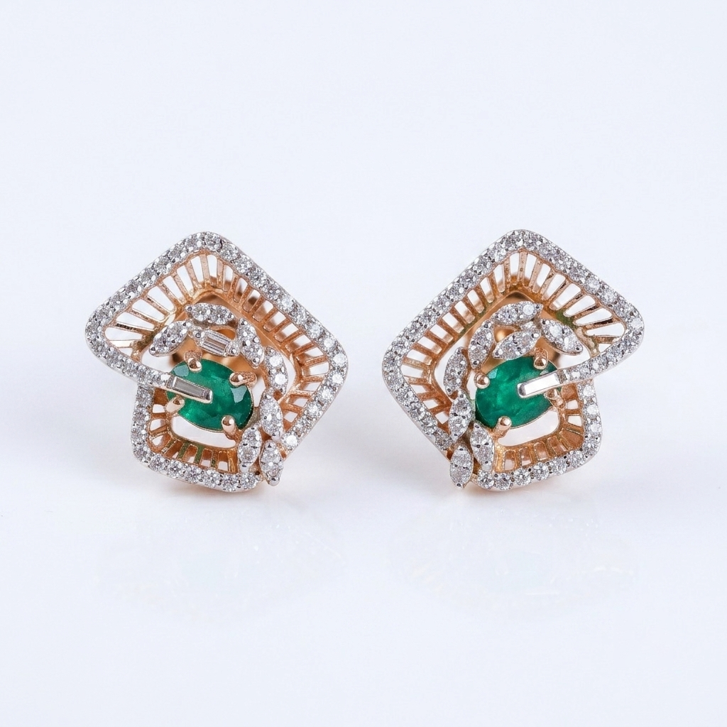 Rose Gold Stone Earrings